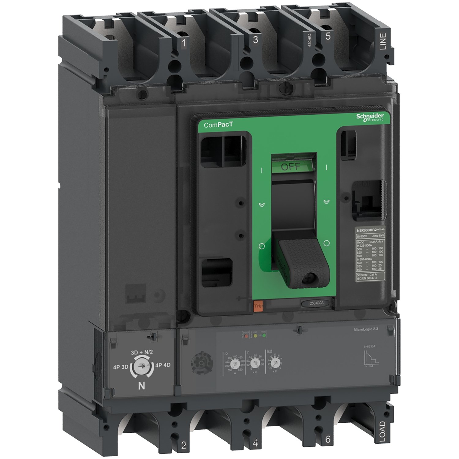 C40R42D250 - DISJUNTOR NSX400R MIC2 3 250A 4P4D SCHNEIDER - Mais