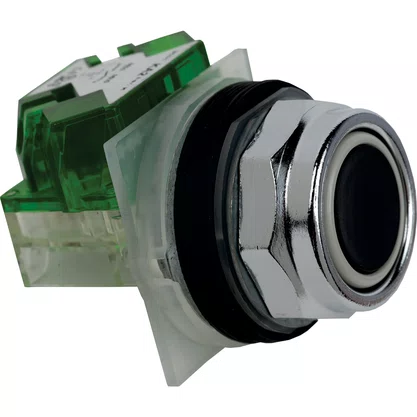 9001KR1BH5 - BOTÃO Ø30MM METÁLICO RETORNO POR MOLA PRETO NA