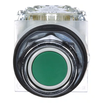 9001KR1GH13 - BOTÃO Ø30MM METÁLICO RETORNO POR MOLA VERDE NA NF