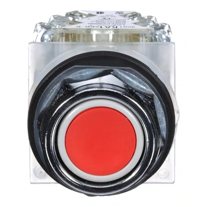 9001KR1RH13 - BOTÃO Ø30MM METÁLICO RETORNO POR MOLA VERMELHO NA NF