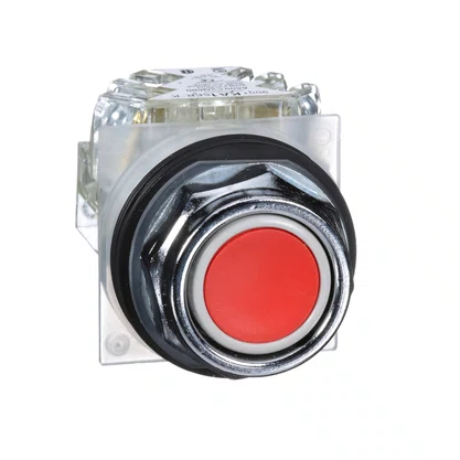9001KR1RH13 - BOTÃO Ø30MM METÁLICO RETORNO POR MOLA VERMELHO NA NF