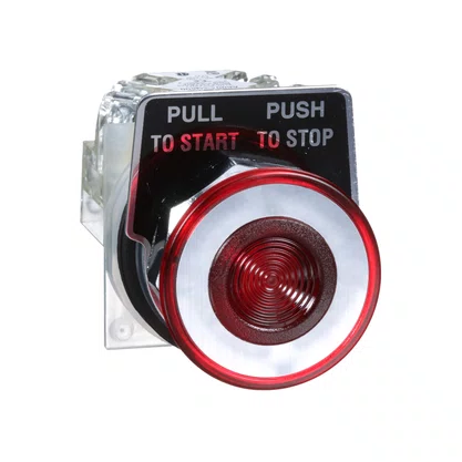 9001KR9RH13 - BOTÃO Ø30MM METÁLICO COGUMELO Ø41MM EMPURRARPUXAR VERMELHO NA NF