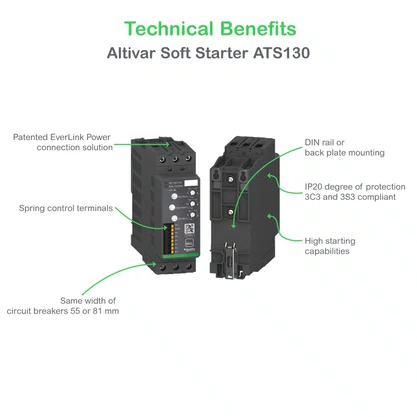 ATS130N2D80LT - ALTIVAR SOFT STARTER ATS130 80A 200 ATÉ 480V AC TENSÃO DE CONTROLE 24V DC SCHNEIDER