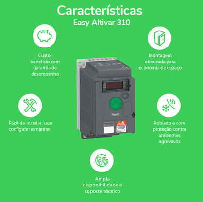 ATV310HD11N4E - INVERSOR DE FREQUÊNCIA SCHNEIDER 15CV 11 KW 380-460 VAC TRIFÁSICO