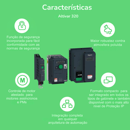 ATV320D15N4C - INVERSOR DE FREQUÊNCIA SCHNEIDER 20CV 15 KW 380-480 VAC TRIFÁSICO COMPACT