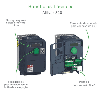 ATV320U75N4B - INVERSOR DE FREQUÊNCIA SCHNEIDER 10CV 7.5KW 380-480 VAC TRIFÁSICO BOOK