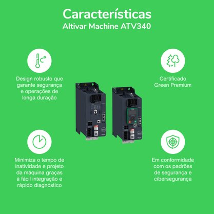 ATV340D22N4E - INVERSOR DE FREQUÊNCIA SCHNEIDER 30CV 22KW 380-480 VAC TRIFÁSICO ETHERNET