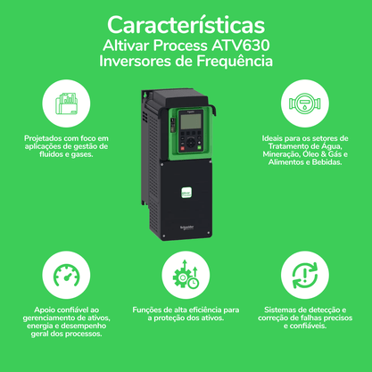 ATV630D18N4 - INVERSOR DE FREQUÊNCIA SCHNEIDER 25CV 18 KW 380-480 VAC TRIFÁSICO