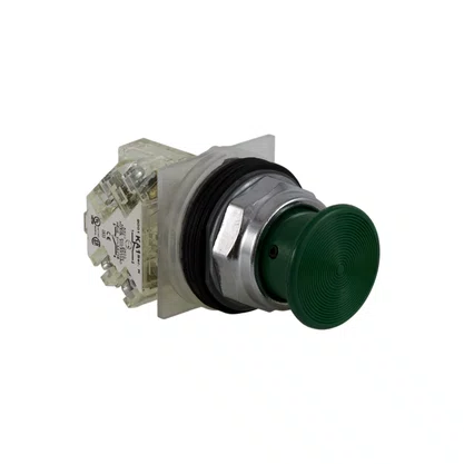 9001KR24GH13 - BOTÃO Ø30MM METÁLICO COGUMELO Ø35MM VERDE NA+NF