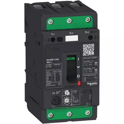 GV4PE115B - DISJUNTOR MOTOR TERMOMAGNÉTICO TESYS GV4 3P 115 A ICU 25KA COM TERMINAIS EVERLINK