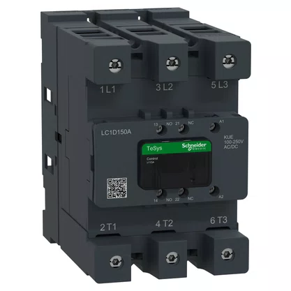 LC1D150AKUE - CONTACTOR TESYS DECA ADVANCED 3P 3NO AC 3  AC 3E 440V 150A 100  250V AC DC COILCONNECTOR
