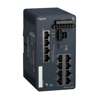 MCSESM123F23G0 - SWITCH GERENCIÁVEL PADRÃO 8 PORTAS COBRE + 4 PORTAS GIGABIT RJ45 SCHNEIDER