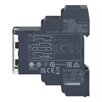 RE22R1MLMR - RELÉ TEMPORIZADOR MODULAR 8A 1NAF 0 05S 300H MULTIFUNÇÃO PULSOS ASSIMÉTRICOS 24 240VCA CC SCHNEIDER