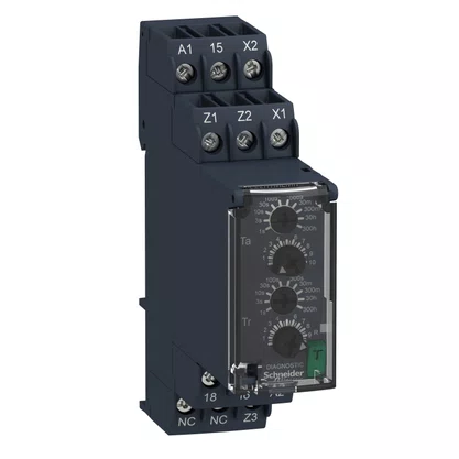RE22R1MLMR - RELÉ TEMPORIZADOR MODULAR 8A 1NAF 0 05S 300H MULTIFUNÇÃO PULSOS ASSIMÉTRICOS 24 240VCA CC SCHNEIDER
