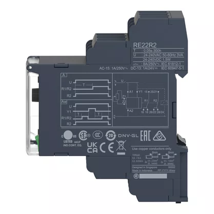 RE22R2AMR - RELÉ TEMPORIZADOR MODULAR  8A 2NAF 0,05S 300H FUNÇÃO DUPLA