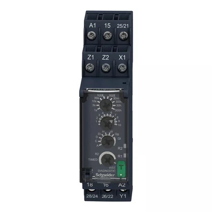 RE22R2MYMR - RELÉ TEMPORIZADOR MODULAR 8A 2NAF 0 05S 300H MULTIFUNÇÃO 24 240VCA CC SCHNEIDER