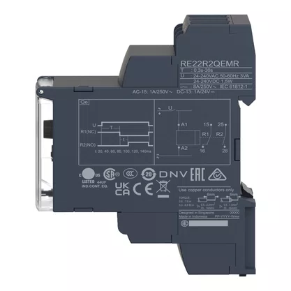 RE22R2QEMR - RELÉ TEMPORIZADOR MODULAR 8A 2NAF 0 3S 30S ESTRELA TRIÂNGULO SAÍDAS 1NA+1NF COM COMUNS DIFERENTES 24 240VCA CC SCHNEIDER