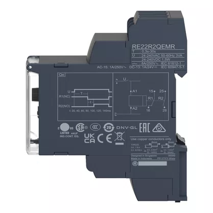 RE22R2QEMR - RELÉ TEMPORIZADOR MODULAR 8A 2NAF 0 3S 30S ESTRELA TRIÂNGULO SAÍDAS 1NA+1NF COM COMUNS DIFERENTES 24 240VCA CC SCHNEIDER