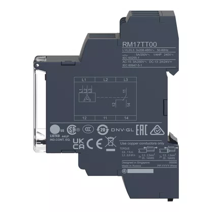 RM17TT00 - RELÉ DE CONTROLE E MEDIÇÃO DE REDES TRIFÁSICAS FUNÇÃO DUPLA 1NAF 5A 208  480VCA
