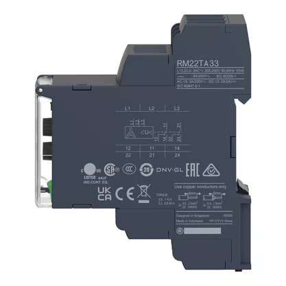 RM22TA33 - RELÉ DE CONTROLE E MEDIÇÃO DE REDES TRIFÁSICAS MULTIFUNÇÃO OFF DELAY (01  30S) 2NAF 8A 380  480VCA