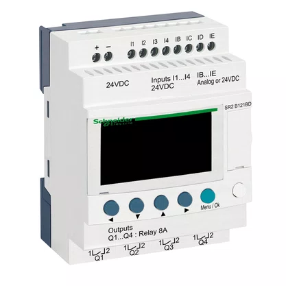 SR2B121BD - RELÉ PROGRAMÁVEL COMPACTO COM DISPLAY E RELÓGIO 8 ENTRADAS E 4 SAÍDAS 24 VDC