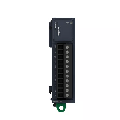 TM3AQ2 - MÓDULO DE SAÍDAS ANALÓGICAS  2 SAÍDAS  12BITS  24 VDC  TENSÃO E CORRENTE  TERMINAL PARAFUSO