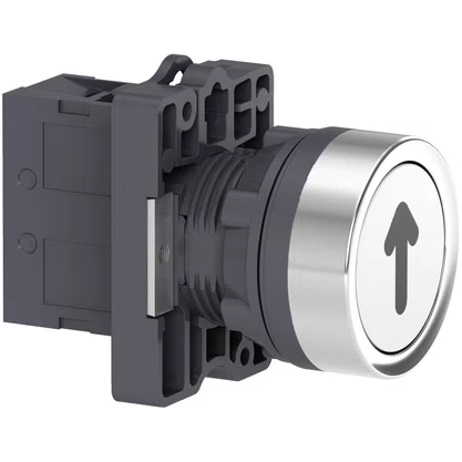 XA2EA3341 - BOTÃO Ø22MM PLÁSTICO RETORNO POR MOLA BRANCO, GRAVAÇÃO ↑ NA