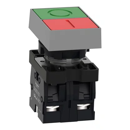 XA2EA7A3415 - BOTÃO DUPLO Ø22MM PLÁSTICO RETORNO POR MOLA VERDE FACEADO "I" VEMELHO FACEADO"O"