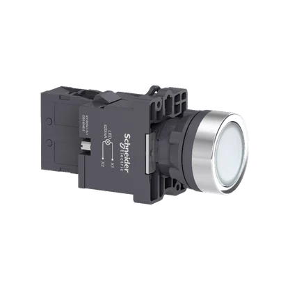 XA2EW31M1 - BOTÃO LUMINOSO Ø22MM PLÁSTICO RETORNO POR MOLA BRANCO NA 220VCA