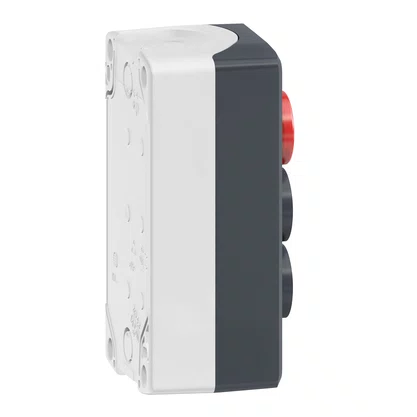 XALD363B - BOTOEIRA DE COMANDO Ø22MM CINZA 2 BOTÕES VERDE "I" NA VERMELHO "O" NF  1 SINALIZADOR VERMELHO 24VCA CC