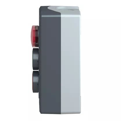 XALD363M - BOTOEIRA DE COMANDO Ø22MM CINZA 2 BOTÕES VERDE "I" NA VERMELHO "O" NF  1 SINALIZADOR VERMELHO 230VCA