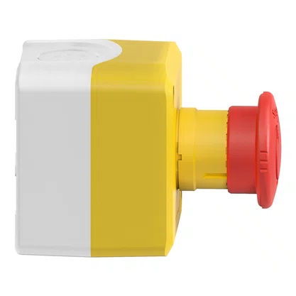 XALK178G - BOTOEIRA DE COMANDO Ø22MM PLÁSTICA AMARELA BOTÃO DE EMERGÊNCIA VERMELHO GIRAR PARA DESTRAVAR 2NA NF