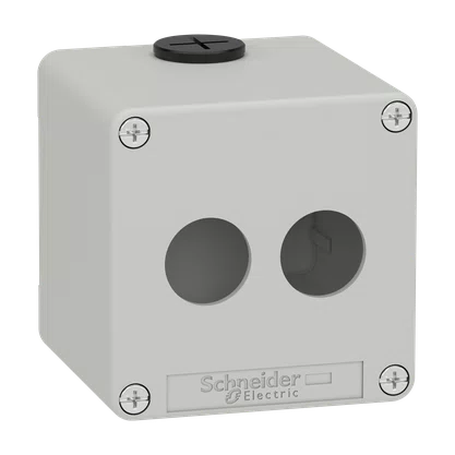 XAPD1502 - BOTOEIRA METÁLICA VAZIA Ø22MM CINZA 2 FUROS 80X80X77MM