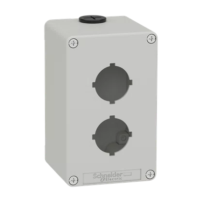 XAPD2602 - BOTOEIRA METÁLICA VAZIA Ø30MM CINZA 2 FUROS 80X130X77MM