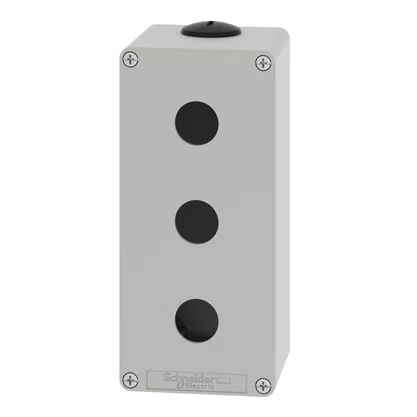 XAPD3503 - BOTOEIRA METÁLICA VAZIA Ø22MM CINZA 3 FUROS 80X175X77MM