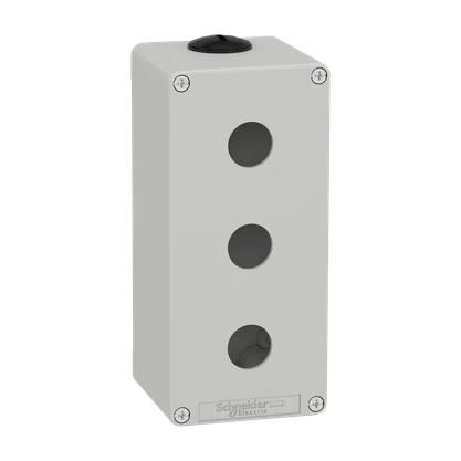 XAPD3503 - BOTOEIRA METÁLICA VAZIA Ø22MM CINZA 3 FUROS 80X175X77MM