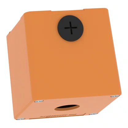 XAPO1501 - BOTOEIRA METÁLICA VAZIA Ø22MM LARANJA 1 FURO 80X80X77MM