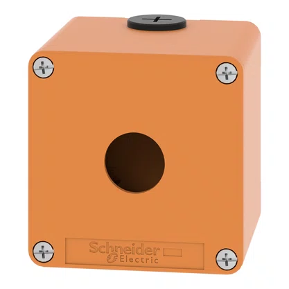 XAPO1501 - BOTOEIRA METÁLICA VAZIA Ø22MM LARANJA 1 FURO 80X80X77MM