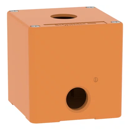 XAPO1501 - BOTOEIRA METÁLICA VAZIA Ø22MM LARANJA 1 FURO 80X80X77MM