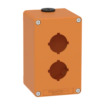 XAPO2602 - BOTOEIRA METÁLICA VAZIA Ø30MM LARANJA 2 FUROS 80X130X77MM