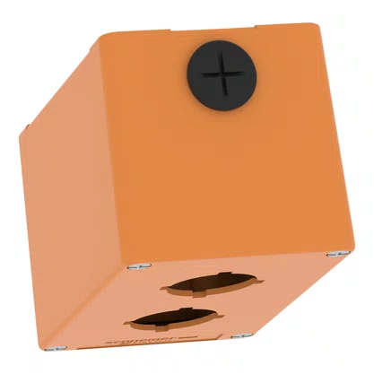 XAPO2602 - BOTOEIRA METÁLICA VAZIA Ø30MM LARANJA 2 FUROS 80X130X77MM