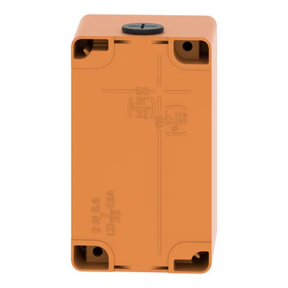 XAPO2602 - BOTOEIRA METÁLICA VAZIA Ø30MM LARANJA 2 FUROS 80X130X77MM