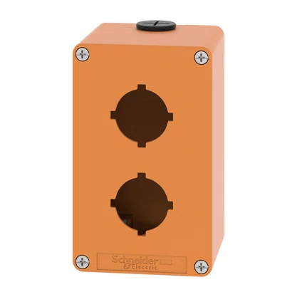 XAPO2602 - BOTOEIRA METÁLICA VAZIA Ø30MM LARANJA 2 FUROS 80X130X77MM