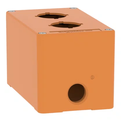 XAPO2602 - BOTOEIRA METÁLICA VAZIA Ø30MM LARANJA 2 FUROS 80X130X77MM