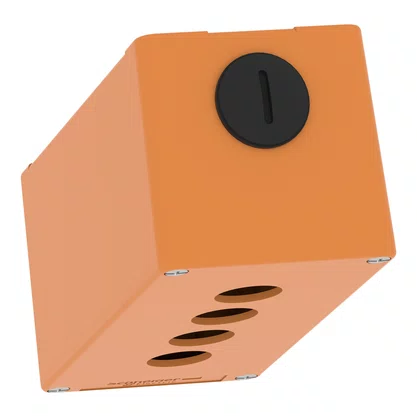 XAPO3504 - BOTOEIRA METÁLICA VAZIA Ø22MM LARANJA 4 FUROS 80X175X77MM