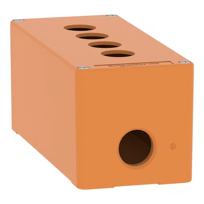 XAPO3504 - BOTOEIRA METÁLICA VAZIA Ø22MM LARANJA 4 FUROS 80X175X77MM