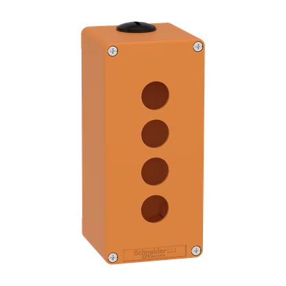 XAPO3504 - BOTOEIRA METÁLICA VAZIA Ø22MM LARANJA 4 FUROS 80X175X77MM