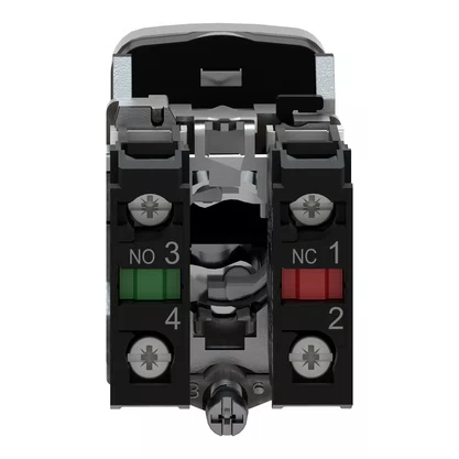 XB4BL73415 - BOTÃO DUPLO Ø22MM METÁLICO RETORNO POR MOLA VERDE "I" VERMELHO SALIENTE "O" NA NF