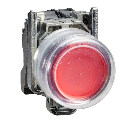 XB4BP42 - BOTÃO Ø22MM METÁLICO RETORNO POR MOLA VERMELHO COM CAPA NF