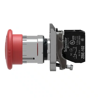 XB4BS8442 -BOTÃO Ø22MM METÁLICO EMERGÊNCIA GIRAR PARA DESTRAVAR COGUMELO Ø40MM VERMELHO NF